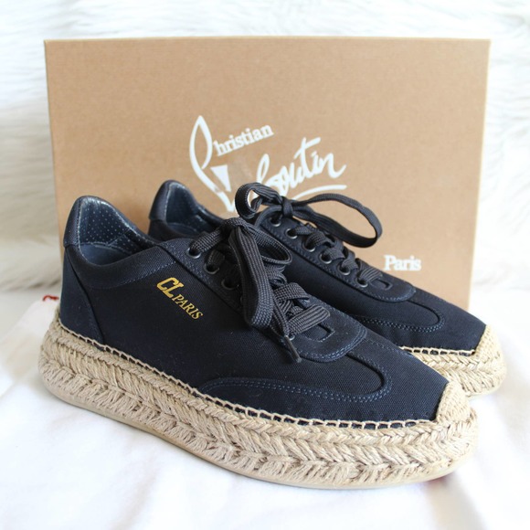 Christian Louboutin Espasneak Navy Canvas Low-Top Espadrille Sneakers - Picture 3 of 16